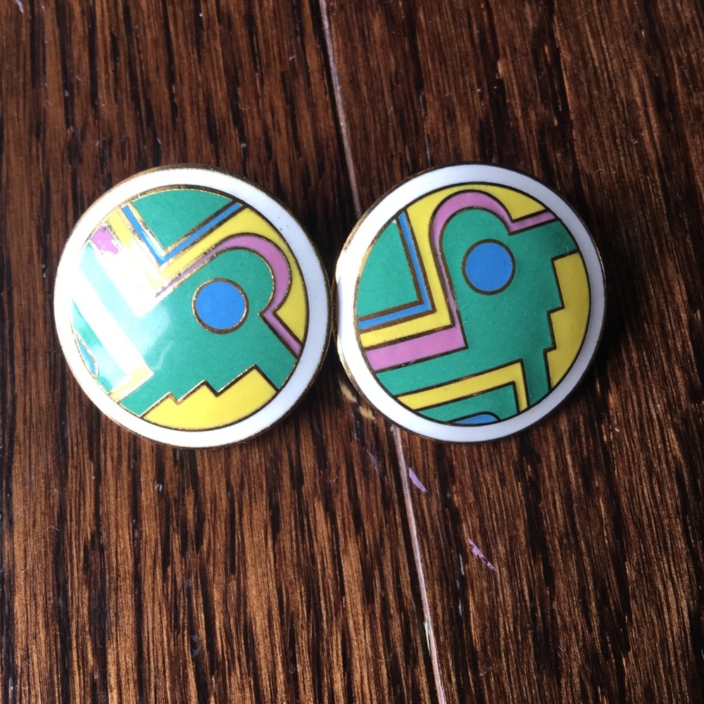 Vintage 70s Geometric Post Earrings